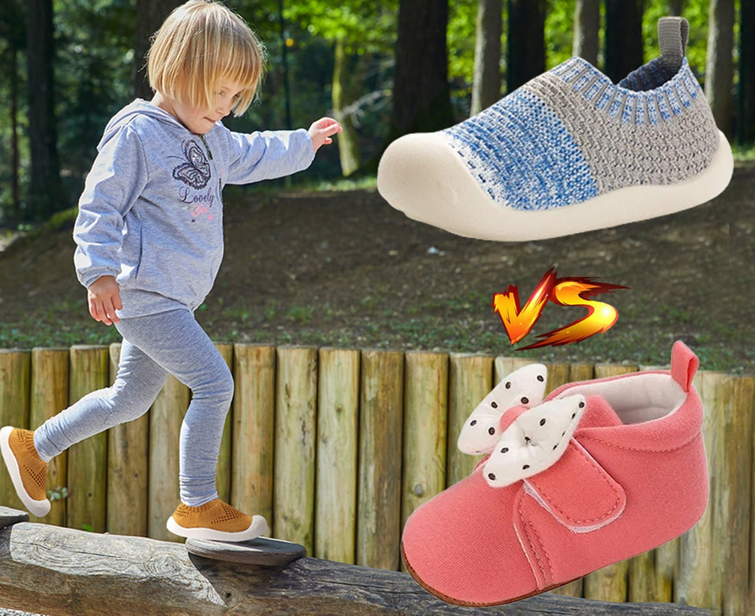 Kleine Füße liebevoll unterstützen: Ein Vergleich von SafeSteps™ Rutschfesten Babyschuhen und herkömmlichen Schuhen